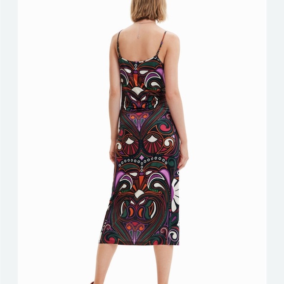 Desigual Tribal Retro Slinky Midi Dress XL - Picture 4 of 16